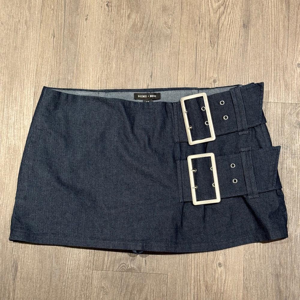 Urban Outfitters Silence + Noise Double Buckle Denim Mini Skort